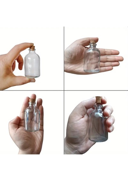 12 Adet Şeffaf Cam Shot Şişesi Mantar Tıpalı Hediyelik Koku Süs Çok Amaçlı Şişe 50ML indirimleri