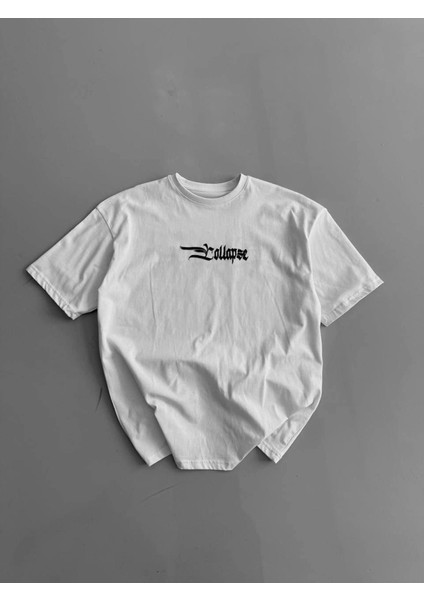 Baskılı Oversize Bisiklet Yaka T-Shirt - Beyaz fiyatları
