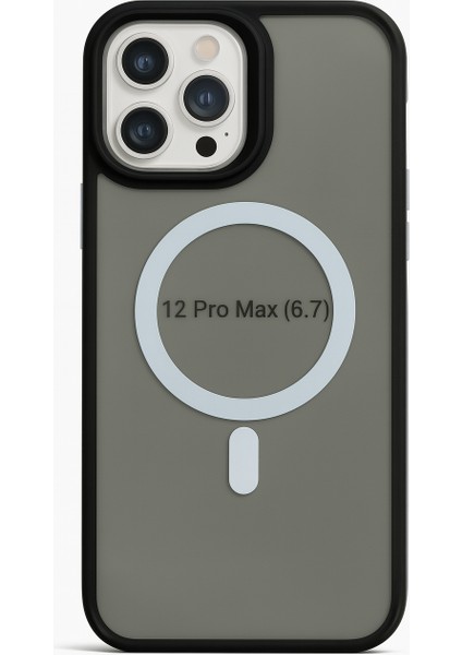 Apple Iphone 12 Pro Max Kılıf Mat Magsafe Şarj Özellikli Darbe Önleyici Hassas Buton Yumuşak Kenar