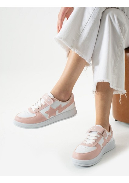 Unisex Rahat Konfor Tabanlı Yıldız Detaylı Cırtlı Bağcıklı Sneakers Genç Kadın Spor Ayakkabı fiyatları