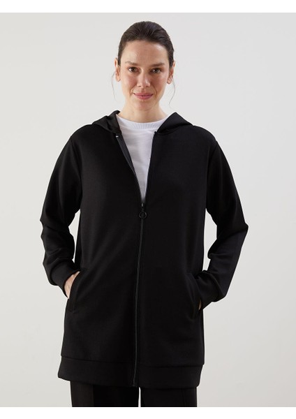 Kapüşonlu Oversize Kadın Fermuarlı Sweatshirt (S5)