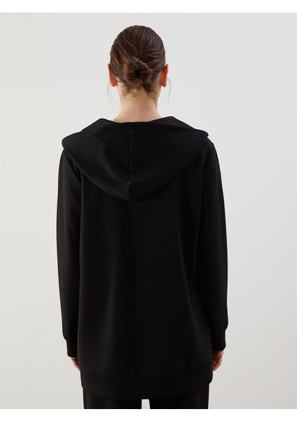 Kapüşonlu Oversize Kadın Fermuarlı Sweatshirt (S5) fırsatları