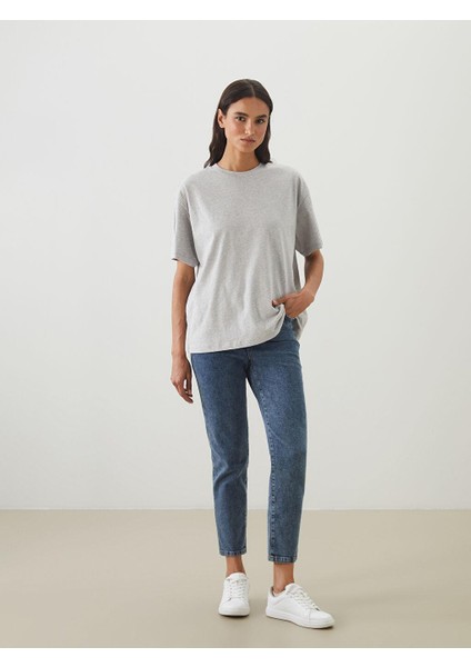 Beli Lastikli Slim Mom Kadın Jean Pantolon (S5)