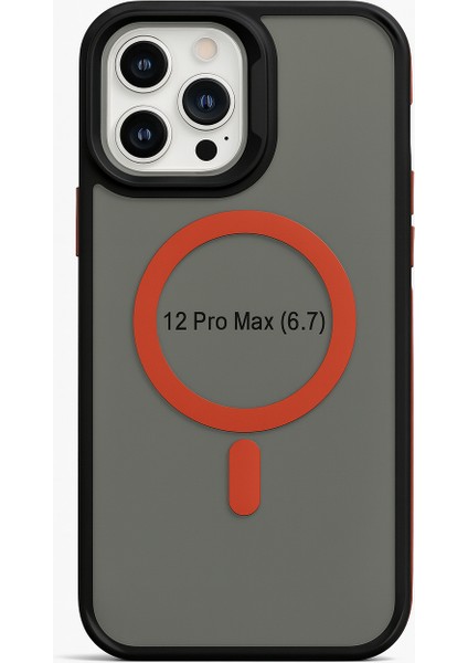 Apple Iphone 12 Pro Max Kılıf Mat Magsafe Şarj Özellikli Darbe Önleyici Hassas Buton Yumuşak Kenar