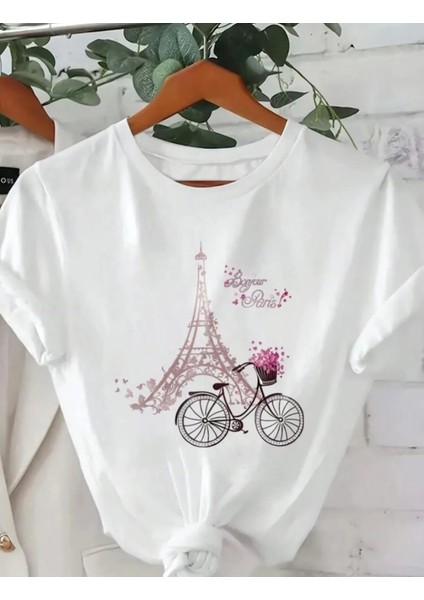Eyfel Kulesi Baskılı Oversizet-Shirt