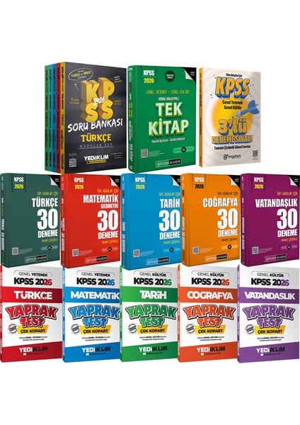 2026 Kpss Lisans Karma Set(Yazılı-Video Çözümlü Soru Bankası 5 Kitap-Konu-30 Deneme-Yaprak Test)