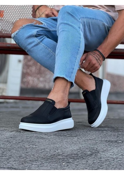 J049 Bağcıksız Lastikli Ortopedik Taban Erkek Sneaker Günlük Ayakkabı Bt Siyah fiyatları