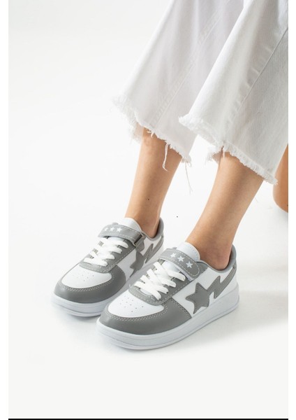 Unisex Rahat Konfor Tabanlı Yıldız Detaylı Cırtlı Bağcıklı Sneakers Genç Kadın Spor Ayakkabı fiyatları