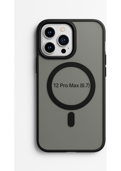 Apple Iphone 12 Pro Max Kılıf Mat Magsafe Şarj Özellikli Darbe Önleyici Hassas Buton Yumuşak Kenar