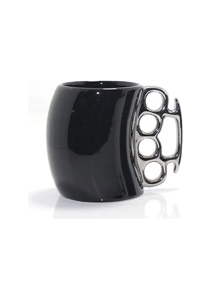 Porselen Muşta Tasarımlı Kupa Bardak Siyah