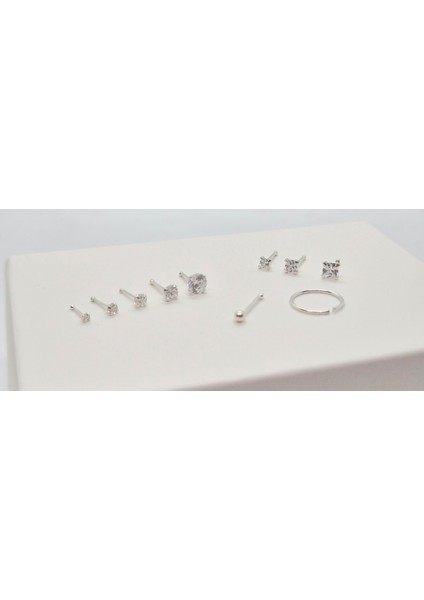 Set 925 Ayar Gümüş ( 10'lu Ekonomik ) Zirkon Taşlı Hızma Seti
