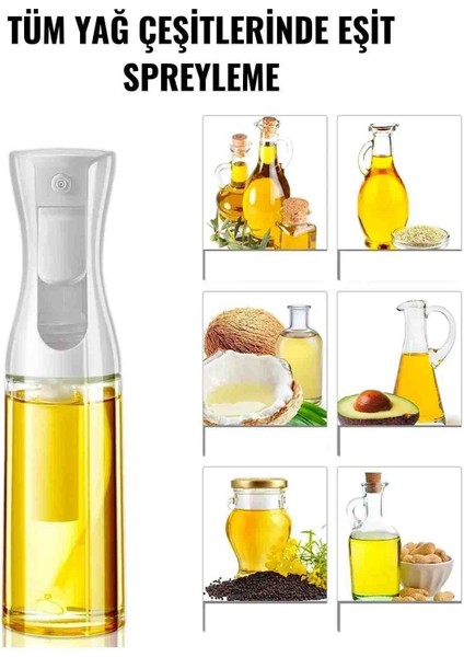 Lüks Cam Sprey Yağdanlık Airfryer,fırın Püskürtücü Yağlık Fısfıs Püskürtmeli Siyah ve Beyaz Renk