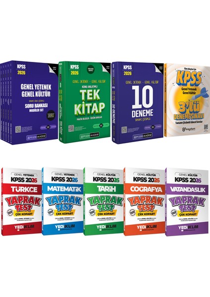 2026 Kpss Lisans Karma Set(Konu Anlatım-Çözümlü Soru Bankası 5KITAP-10DENEME-ÇEK Kopart Yaprak Test)