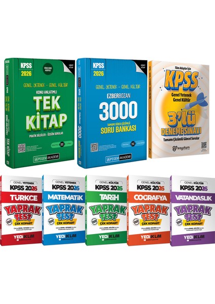 2026 Kpss Lisans Karma Set(Konu Anlatımı Tek Kitap-Çözümlü 3000 Soru Bankası-Çek Kopart Yaprak Test)