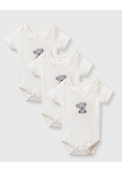 Teddy Bear Nakışlı %100 Pamuk Kumaş Zıbın 3'lü