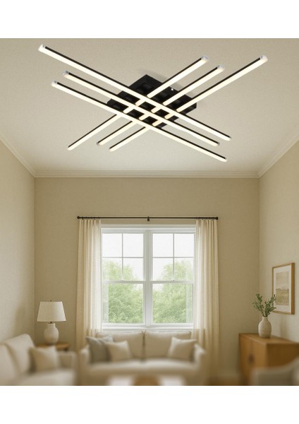 TT070-SY Tt Aydınlatma 6 Lı Çubuk Model Mat Siyah LED Avize