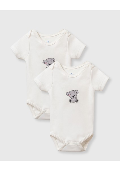 Teddy Bear Nakışlı %100 Pamuk Kumaş Zıbın 2'li