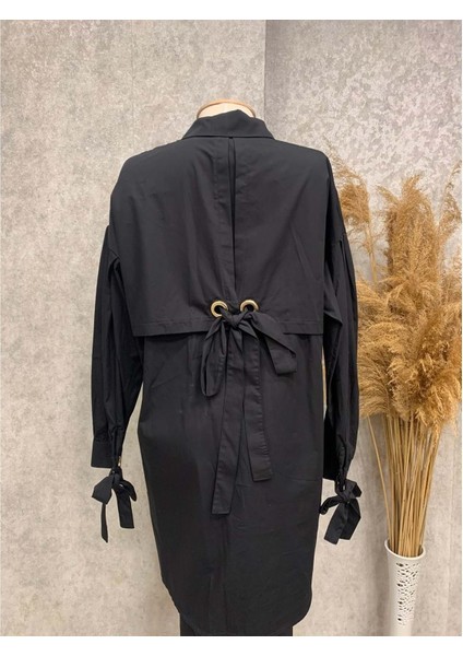 25Y170187 Gömlek Tunik Gizli Düğmeli Kol Uçları Bağlama - Aynaz - 25Y170187 - Siyah - Standart modelleri