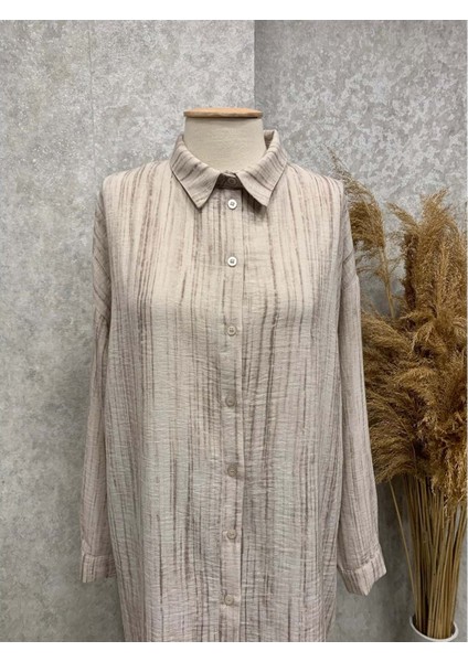 25Y170199 Gömlek Tunik Muslin Kumaş - Aynaz - 25Y170199 - Taş - Standart fiyatları