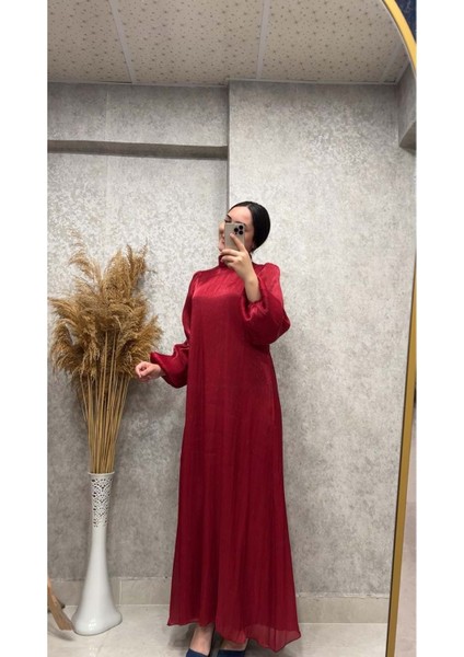 25Y4619 Abiye Elbise Janjan Kumaş Astarlı - Tane - 25Y4619 - Kırmızı - 44