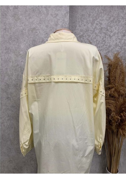 25Y170188 Gömlek Tunik Gizli Düğmeli Kolları Zımba Detay - Aynaz - 25Y170188 - Sarı - Standart modelleri