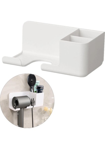 Banyo Rafı, Sabunluk, Diş Fırçası, Saç Kurutma Makinesi Standı, Pratik Depolama Çözümü,