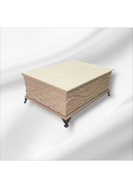 Ahşap-Boyanabilir- Ham Mdf- Desenli-Takı-Makyaj-Aksesuar-Çok Amaçlı Dekoratif Kutu
