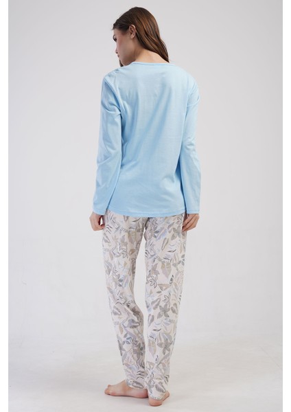 Pamuklu Kadın Büyük Beden Uzun Kol Pijama Takım , 410016 fırsatları