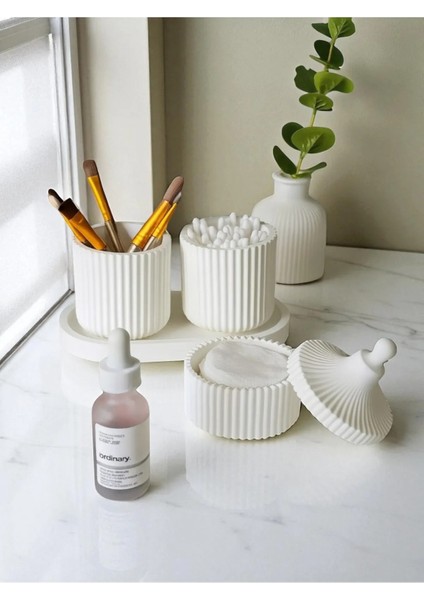 5 Parça Çok Amaçlı Makyaj Organizeri | Makyaj Pamuğu, Kulak Çubuğu, Bohem Banyo Düzenleyici