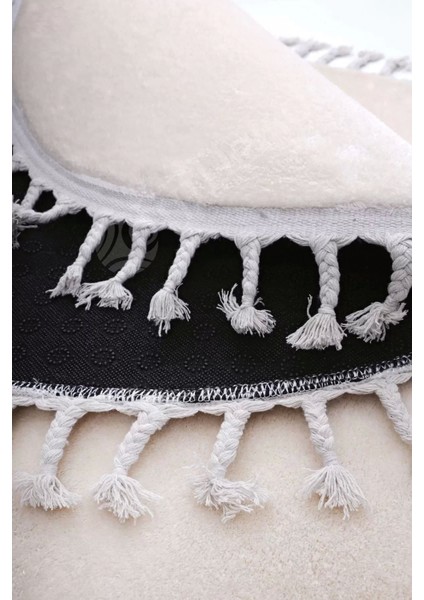 Peluş Halı Krem Cool Saçaklı Oval Post Kesme Yolluk Kilim Salon Halısı Modelleri modelleri