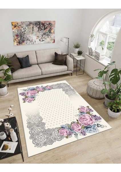 Işıltı Koleksiyonu MODEL287 Süngerli Dijital Baskılı Saçaksız Mutfak Halısı Yolluk