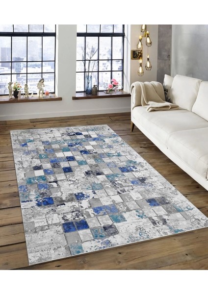 Işıltı Koleksiyonu MODEL163 Süngerli Dijital Baskılı Saçaksız Mutfak Halısı Yolluk