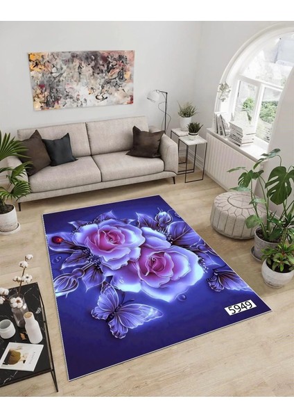 Işıltı Koleksiyonu Model4 Süngerli Dijital Baskılı Saçaksız Mutfak Halısı Yolluk