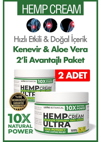 2'li Hempultra Krem 100 ml | Kenevir Yağlı Sırt, El ve Ayak Ağrısı Giderici Bakım Kremi