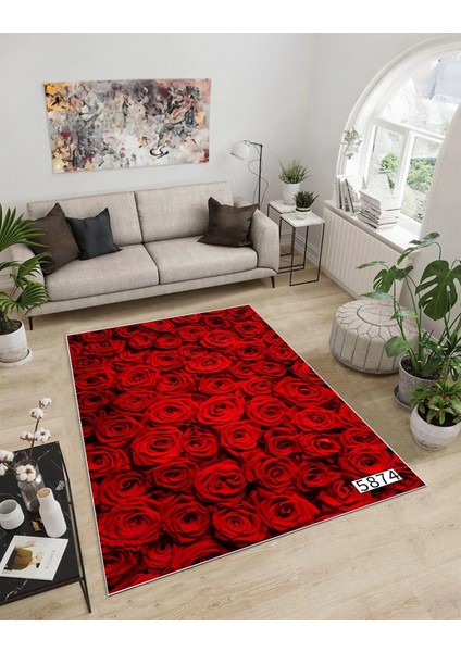 Işıltı Koleksiyonu MODEL12 Süngerli Dijital Baskılı Saçaksız Mutfak Halısı Yolluk