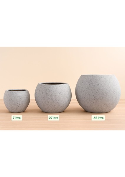Modern Taş Pütür Efektli Beton Görünümlü Küre Fiber Saksı (27L ) | Dayanıklı & Şık Tasarım modelleri