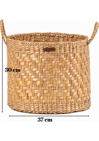 %100 El Yapımı Doğal Hasır Büyük Oyuncak Sepeti | 37X30 cm | Kulplu Çok Amaçlı Organizer & Dekoratif Sepet fırsatları