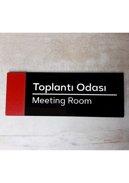 Kırmızı Detaylı Toplantı Odası Kapı Isimliği