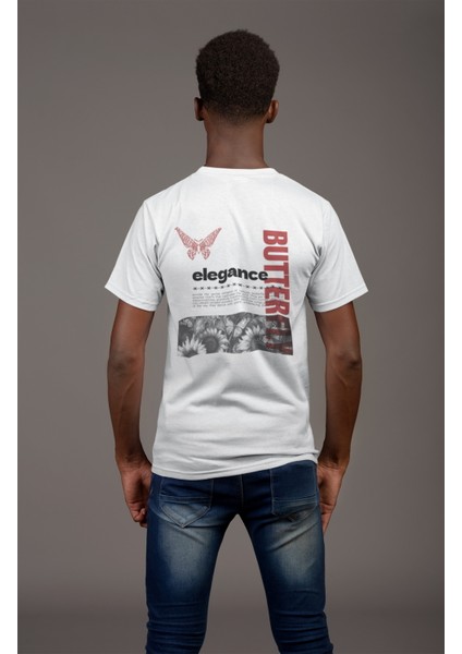Zuno Erkek Slimfit Butterfly Baskılı T-Shirt