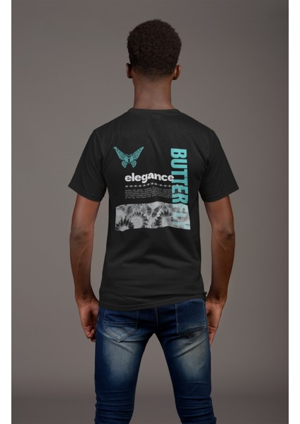 Zuno Erkek Slimfit Butterfly Baskılı T-Shirt