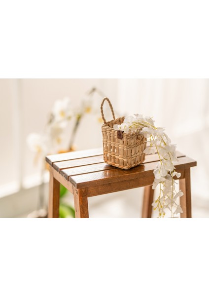% 100 El Yapımı Doğal Kare Hasır Sepet | 10X10X11 cm | Çok Amaçlı Organizer | Mutfak, Banyo, Salon Için Dekoratif Sepet