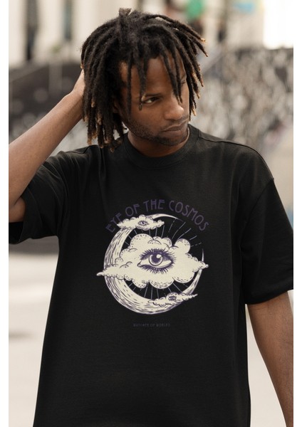 Zuno Erkek Oversize Eye Of The Cosmos Baskılı Tshirt