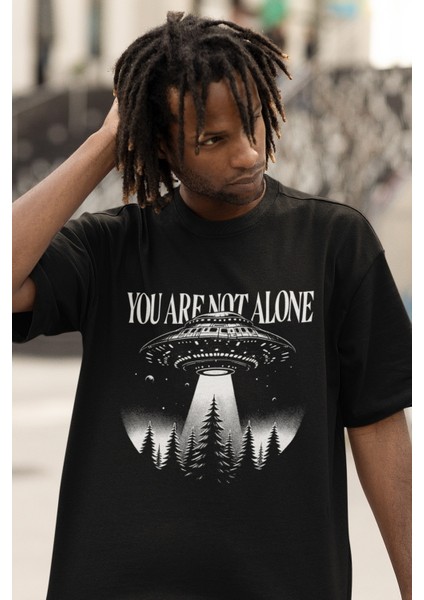 Zuno Erkek Oversize You Are Not Alone Baskılı Tshirt