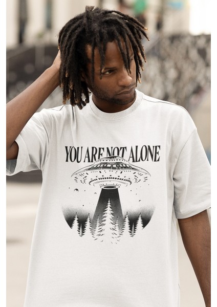 Zuno Erkek Oversize You Are Not Alone Baskılı Tshirt