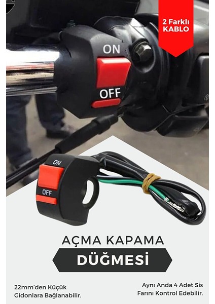 Atv Motosiklet Sis Farı Açma Kapama Gidon Düğmesi