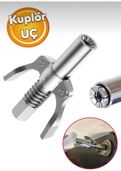 Mandallı Gres Pompa Ucu Memesi El Tipi Manuel Yağlama Kuplörü 9 cm Uç