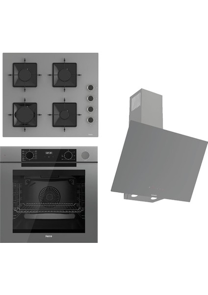 Steamart-Fryart-Silentart Serisi Gri Set (SS208 + QEP64CPR +D079-SA ) - Emaye Izgara