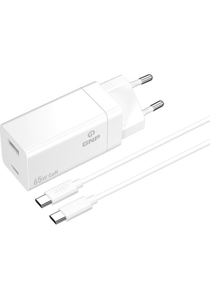 Gnp 65W Gan Type-C To Type -C Seyahat Şarj Aleti Beyaz