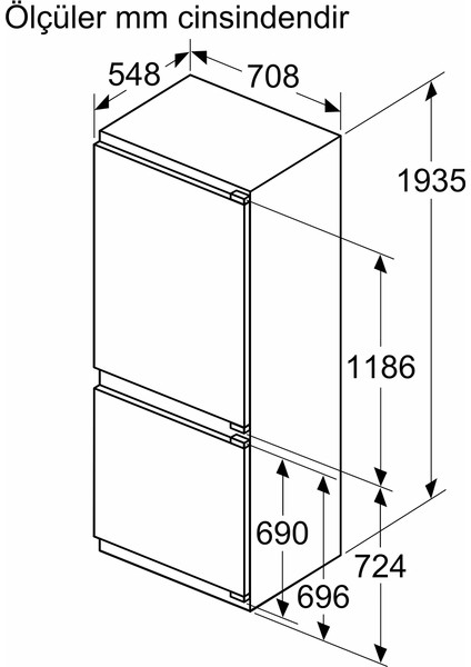 KBN96ADD0 Kombi No Frost Ankastre Buzdolabı