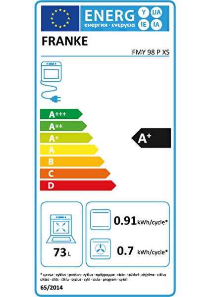 10 Programlı, Black Inox Frame, Pyrolytic Fırın 73 Lt Ankastre Fırın, Fmy 98 P Xs 116.0606.101